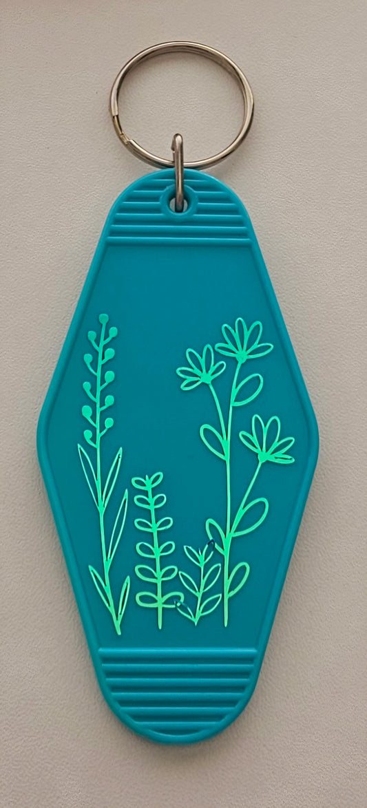 Turquoise flower Motel style keyring
