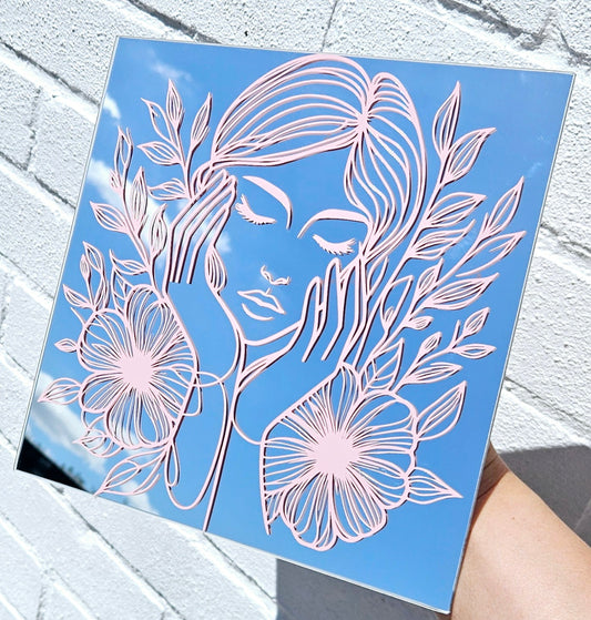 Light Pink flower lady mirror