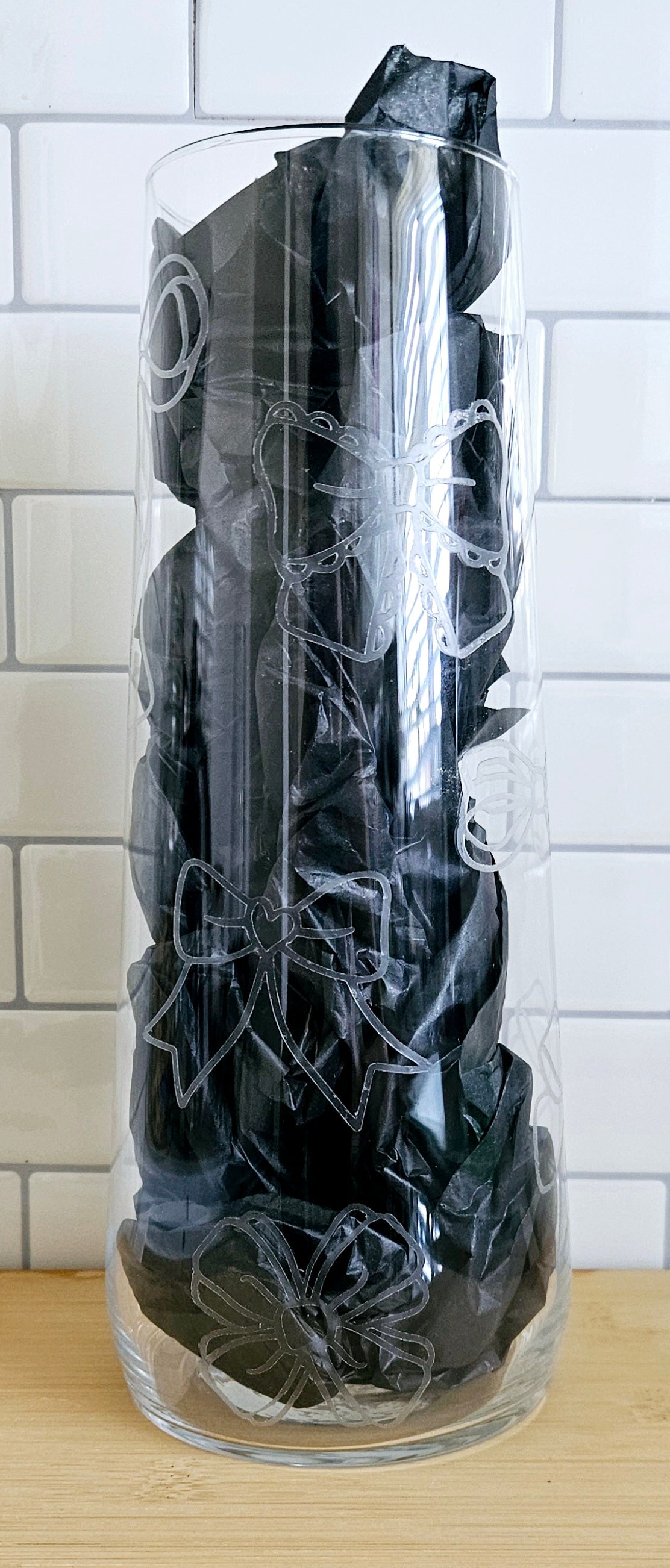 Etched effect Bow Vase