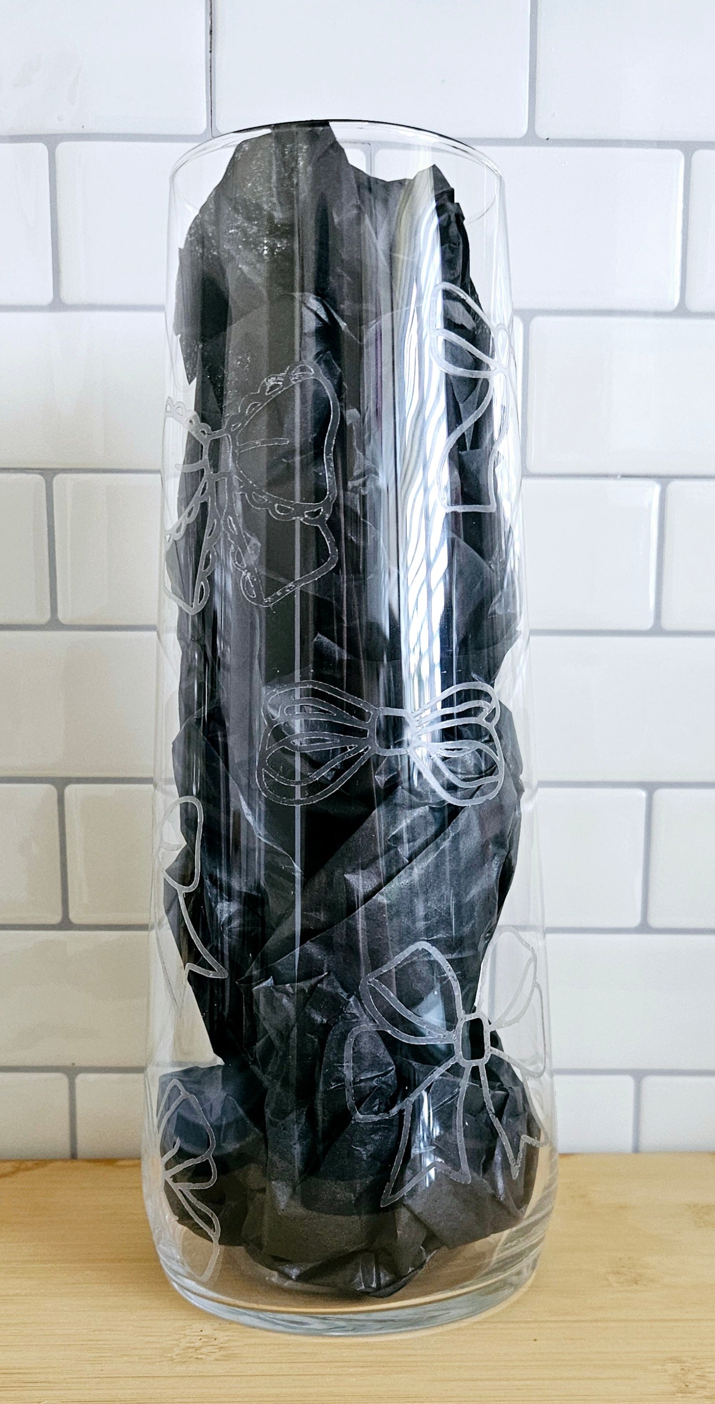 Etched effect Bow Vase