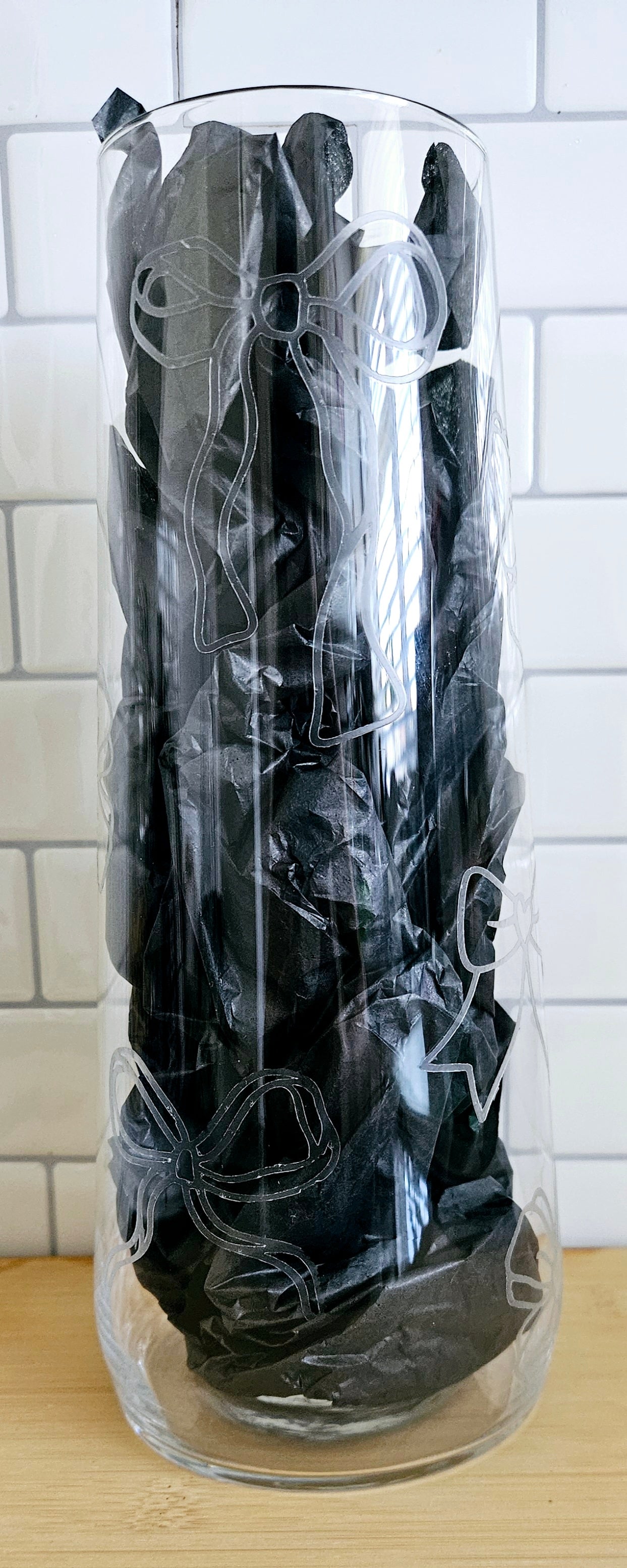 Etched effect Bow Vase